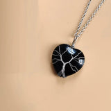 Tree of Life Necklace Silvery Wire Wrapped Reiki Healing Crystal Pendant