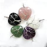 Tree of Life Necklace Silvery Wire Wrapped Reiki Healing Crystal Pendant