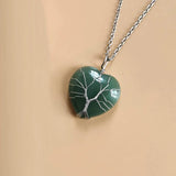 Tree of Life Necklace Silvery Wire Wrapped Reiki Healing Crystal Pendant