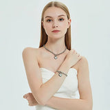 Love Heart Necklace and Bracelet Set Stainless Steel Jewelry