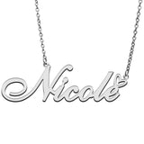Love Heart Nicole Name Necklace Stainless Steel & Silver Nameplate Pendant
