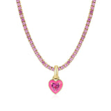 Love Heart Pendant Choker Necklace Red Zircon Chain Party Jewelry