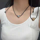Love Heart Pendant Collar Necklace Short Rope Choker Jewelry