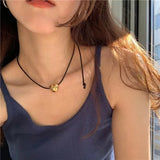 Love Heart Pendant Collar Necklace Short Rope Choker Jewelry