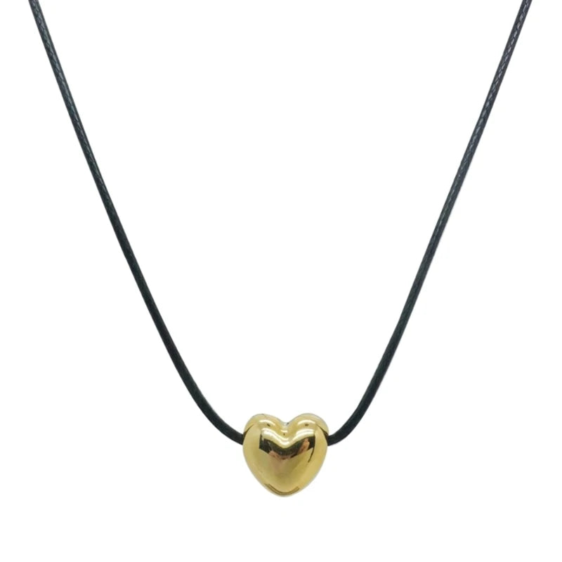 Love Heart Pendant Collar Necklace Short Rope Choker Jewelry