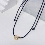 Love Heart Pendant Collar Necklace Short Rope Choker Jewelry