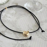 Love Heart Pendant Collar Necklace Short Rope Choker Jewelry