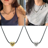 Love Heart Pendant Collar Necklace Short Rope Choker Jewelry