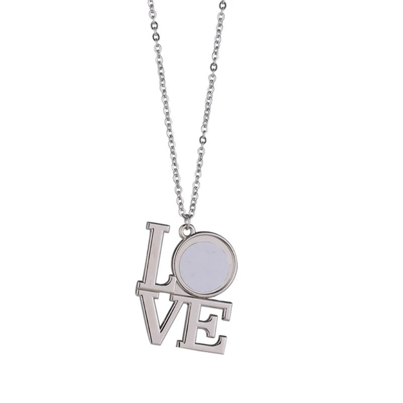 Love Heart Pendant Necklace Sublimation Blanks Photo Necklace