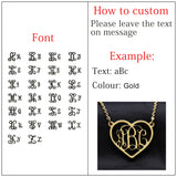 Love Heart Name Necklace Monogram Initials Pendant Women Choker Gift