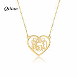 Love Heart Name Necklace Monogram Initials Pendant Women Choker Gift