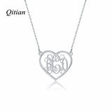 Love Heart Name Necklace Monogram Initials Pendant Women Choker Gift