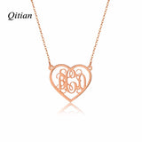 Love Heart Name Necklace Monogram Initials Pendant Women Choker Gift