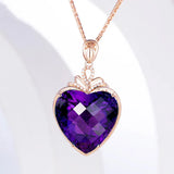 Purple Crystal Amethyst Zircon Diamond Pendant Necklace 18k Rose Choker