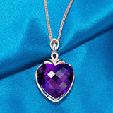 Purple Crystal Amethyst Zircon Diamond Pendant Necklace 18k Rose Choker