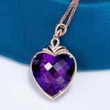 Purple Crystal Amethyst Zircon Diamond Pendant Necklace 18k Rose Choker