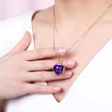 Purple Crystal Amethyst Zircon Diamond Pendant Necklace 18k Rose Choker