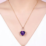 Purple Crystal Amethyst Zircon Diamond Pendant Necklace 18k Rose Choker