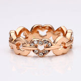 Rose Plated Love Heart Ring Austrian Crystal Jewelry