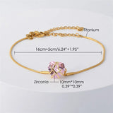 Rose Quartz Castle Bracelet with Pink Zirconia Charms