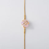 Rose Quartz Castle Bracelet with Pink Zirconia Charms