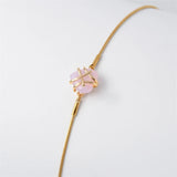 Rose Quartz Castle Bracelet with Pink Zirconia Charms