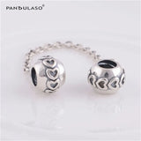Vintage Love Heart Safety Chain Beads for Silver 925 Bracelets