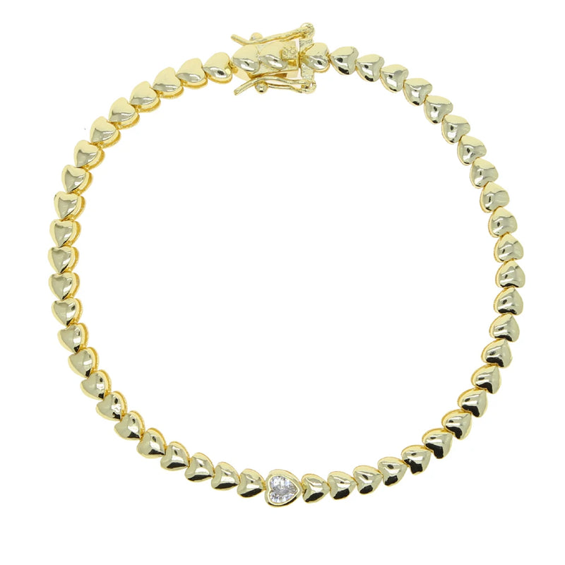 Heart Shape Charm Bracelet Women Clear Crystal Stone Jewelry