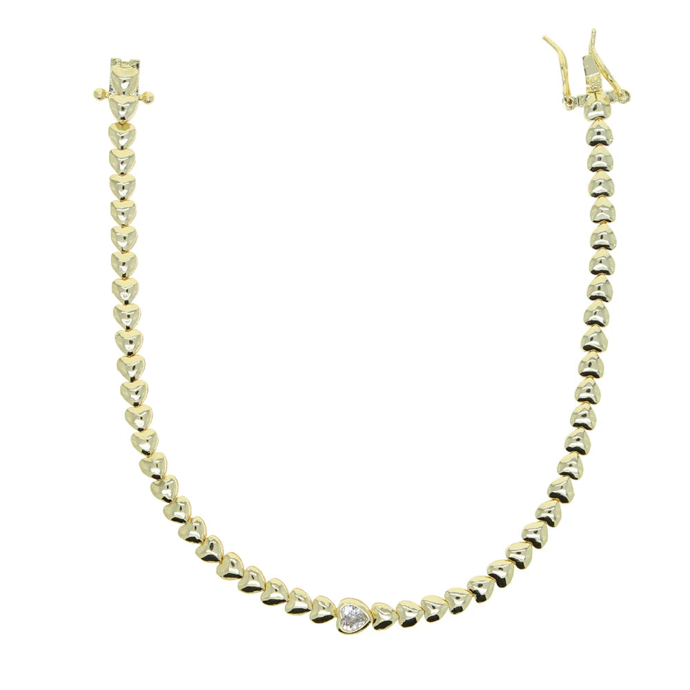 Heart Shape Charm Bracelet Women Clear Crystal Stone Jewelry