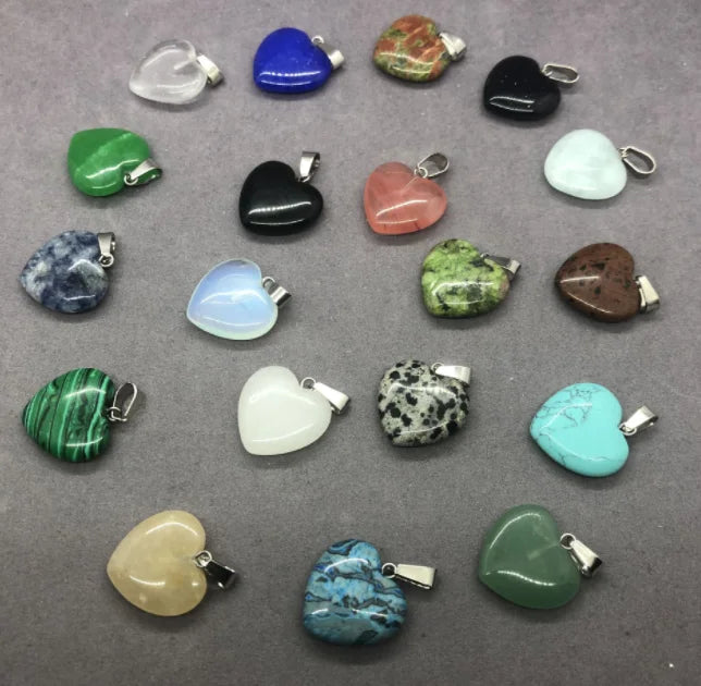 5PCS Stone Collar Random Love Heart Pendants Natural Stone Pendant