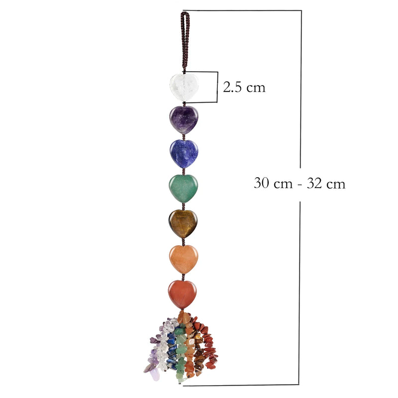 Heart Shaped Crystal Stone 7 Chakra Reiki Healing Hanging Ornaments