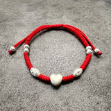 Love Heart Silver Bracelet 925 Sterling Jewelry Red Thread Friendship Bracelet