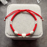 Love Heart Silver Bracelet 925 Sterling Jewelry Red Thread Friendship Bracelet