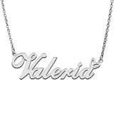 Love Heart Valeria Name Necklace for Women Stainless Steel & Silver