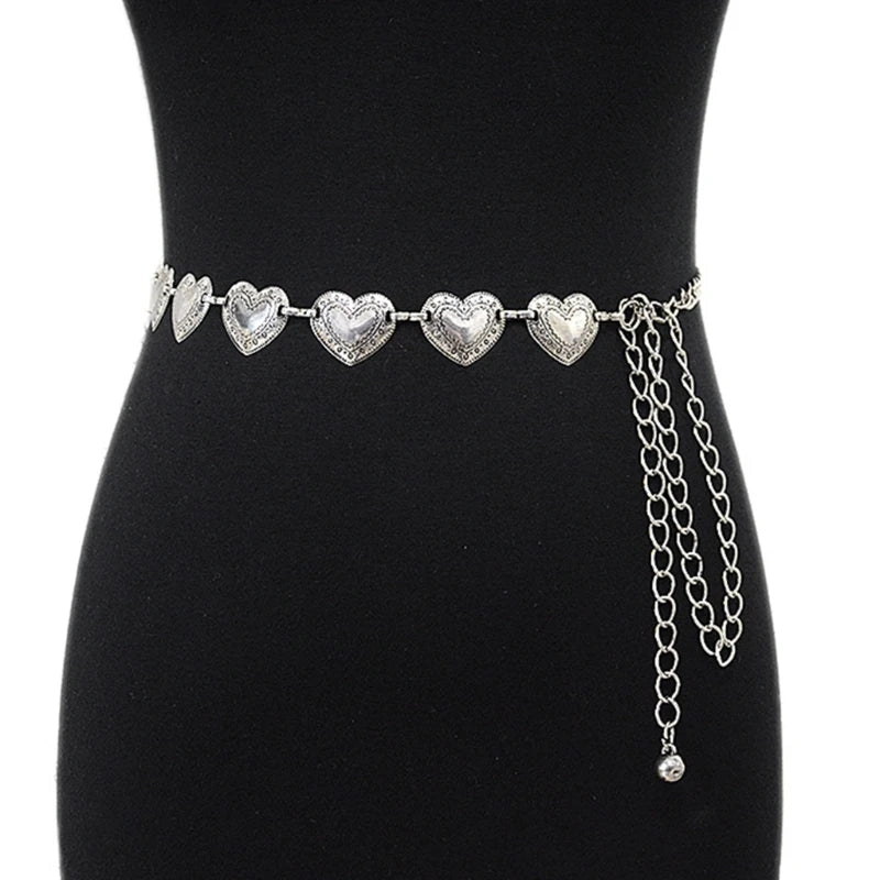 Love-Heart Waist Chain for Women Pants Chain Belt Casual Belly Chain
