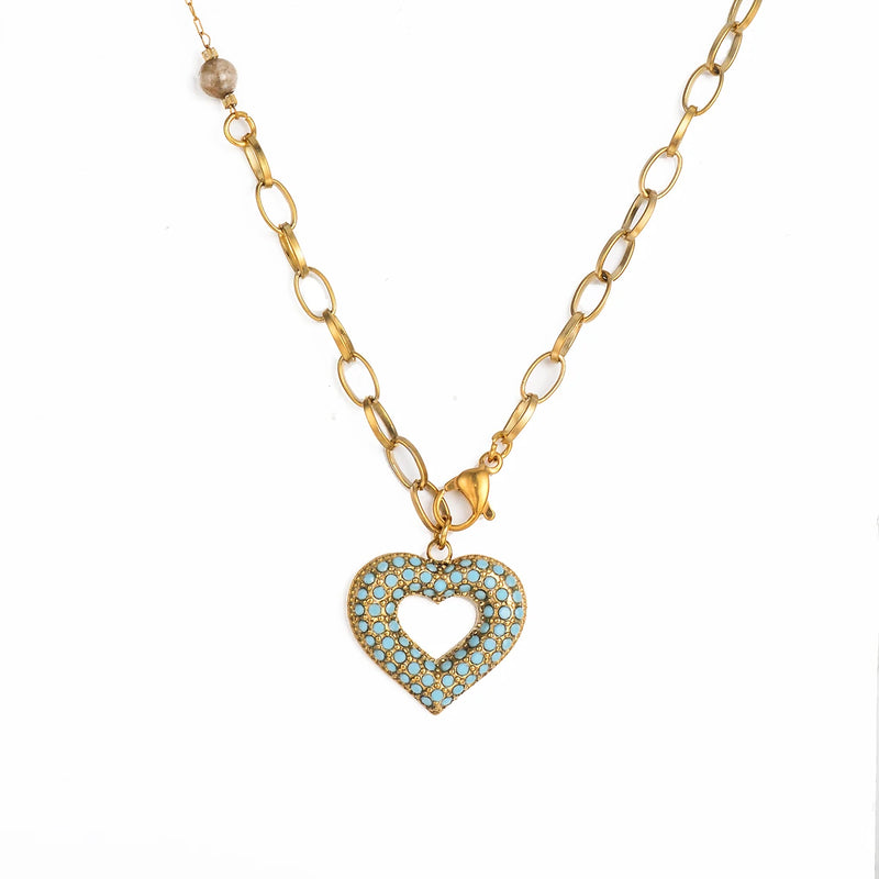 Love Heart Stainless Steel Pendant Necklace Women Jewelry Gift