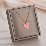 Love Heart Stainless Steel Pendant Necklace Women Jewelry Gift