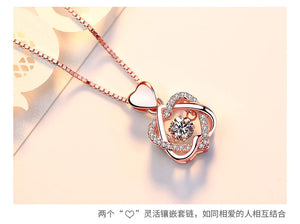 Love Hug Heart 925 Silver Necklace Dainty Zircon Choker Chains Pendant