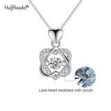 Love Hug Heart 925 Silver Necklace Dainty Zircon Choker Chains Pendant