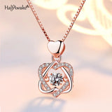 Love Hug Heart 925 Silver Necklace Dainty Zircon Choker Chains Pendant