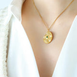 Zircon Life Eye Collarbone Necklace Titanium Steel Plated