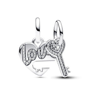 Love & Key Dangle Charm for Bracelet Necklace DIY