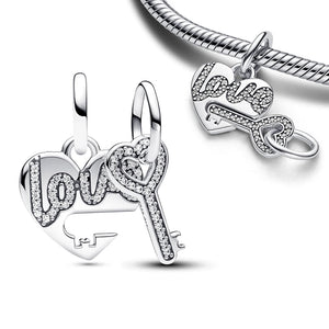 Love & Key Dangle Charm for Bracelet Necklace DIY