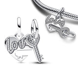Love & Key Dangle Charm for Bracelet Necklace DIY