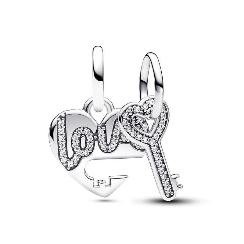 Love & Key Dangle Charm for Bracelet Necklace DIY