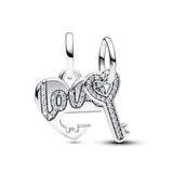 Love & Key Dangle Charm for Bracelet Necklace DIY