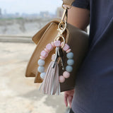 Love Keychain Silicone Beads Bracelet Keychain Ring for Women