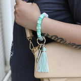 Love Keychain Silicone Beads Bracelet Keychain Ring for Women