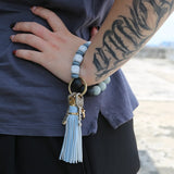 Love Keychain Silicone Beads Bracelet Keychain Ring for Women