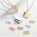 Love Letter Envelope Pendant Necklace Stainless Steel Valentine Gift
